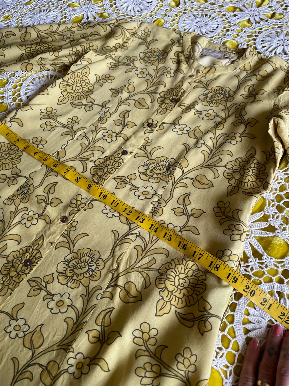Pastel yellow floral tunic kurta dress - Picture 10 of 11